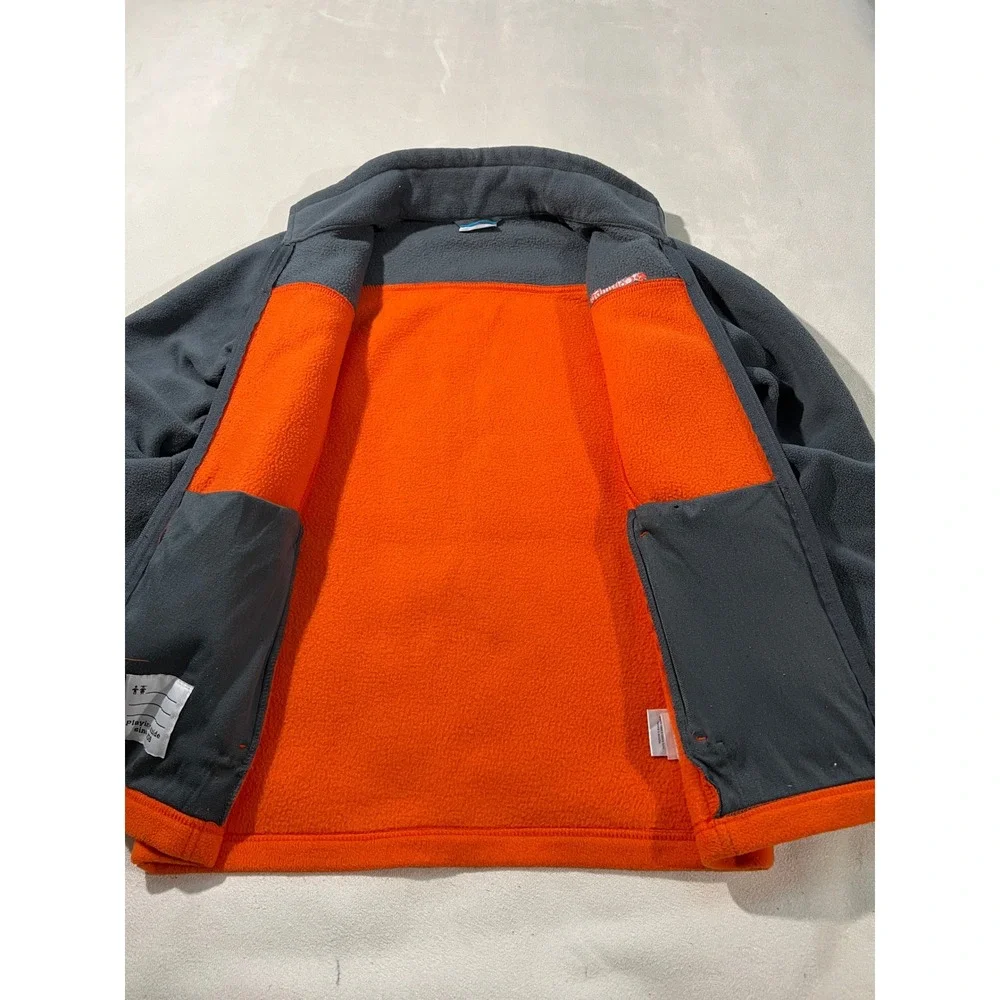 Columbia Kids Fleece Jacket Orange Gray Full Zip Youth Size L 14 16